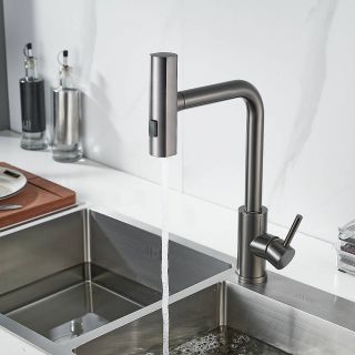 Смеситель для кухни Shevanik S263T с мультифункциональным изливом оружейная сталь